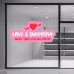 Αυτοκόλλητο βιτρίνας Αγίου Βαλεντίνου, Love and Shopping