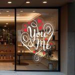 Αυτοκόλλητο βιτρίνας Αγίου Βαλεντίνου, you and me