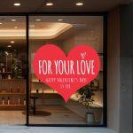Shop window sales sticker, heart and letters