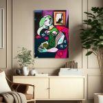 Canvas print Woman with a book reart (original by P. Picasso), reproduction