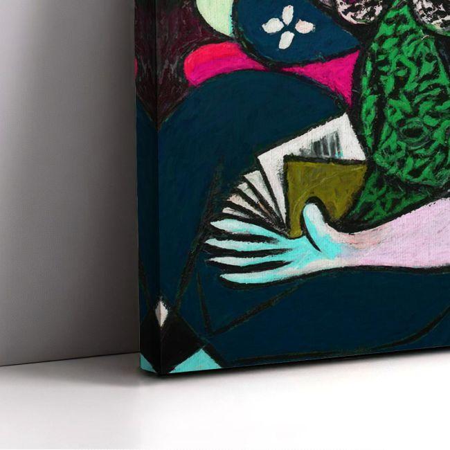 Canvas print Woman with a book reart (original by P. Picasso), reproduction