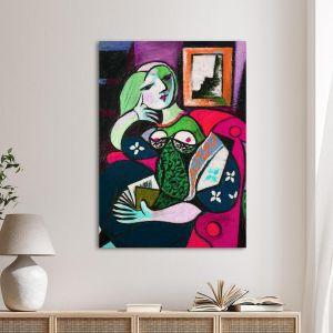 Πίνακας ζωγραφικής Woman with a book reart (original by P. Picasso)