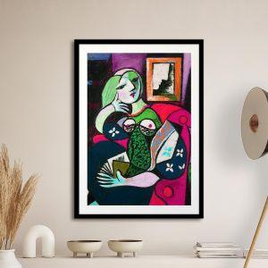 Woman with a book reart (original by P. Picasso), αφίσα, κάδρο