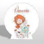 Ξύλινη πινακίδα,Κοριτσάκι με λουλούδια