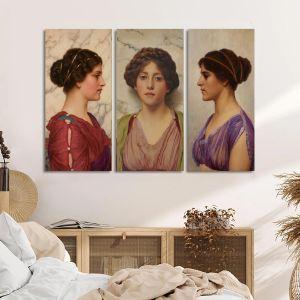 Πίνακας σε καμβά Κλασική ομορφιά, John William Godward, τρίπτυχος