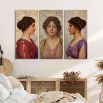 Πίνακας σε καμβά Κλασική ομορφιά, John William Godward, τρίπτυχος