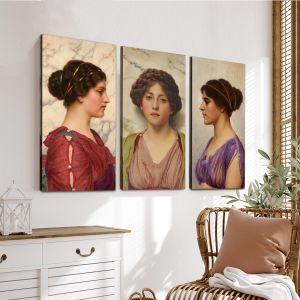 Canvas print Classical Beauty John William Godward 3 panels View 1 2