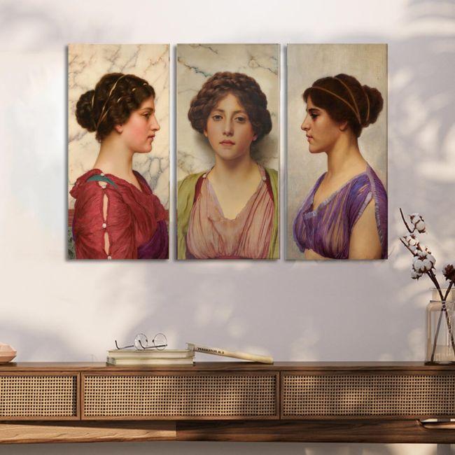 Πίνακας σε καμβά Κλασική ομορφιά, John William Godward, τρίπτυχος