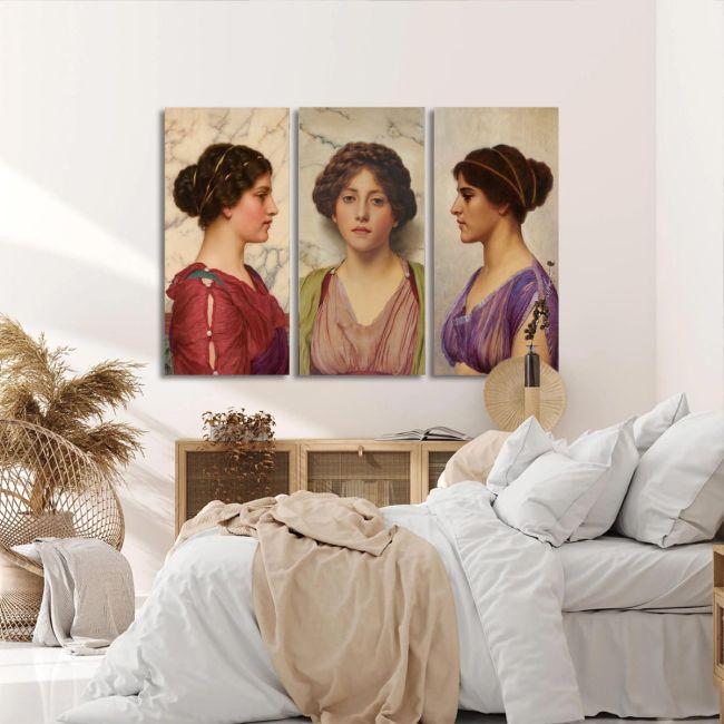 Πίνακας σε καμβά Κλασική ομορφιά, John William Godward, τρίπτυχος