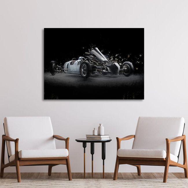Canvas print Vintage racing car painting