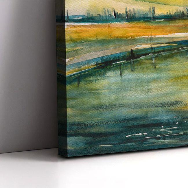 Canvas print Autumn tree reflecting in lake