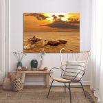 Canvas print Dolphins at sunset