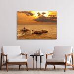 Canvas print Dolphins at sunset