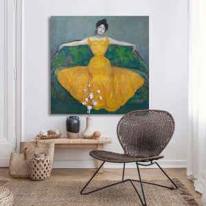 Canvas print Lady with yellow dress, Kurzweil M.