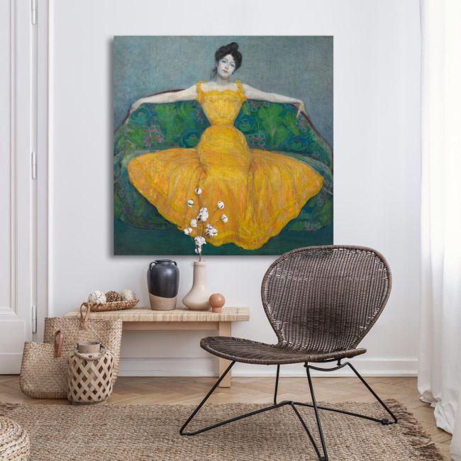 Canvas print Lady with yellow dress, Kurzweil M.