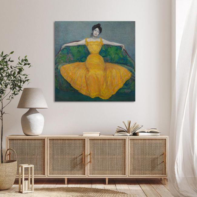Canvas print Lady with yellow dress, Kurzweil M.