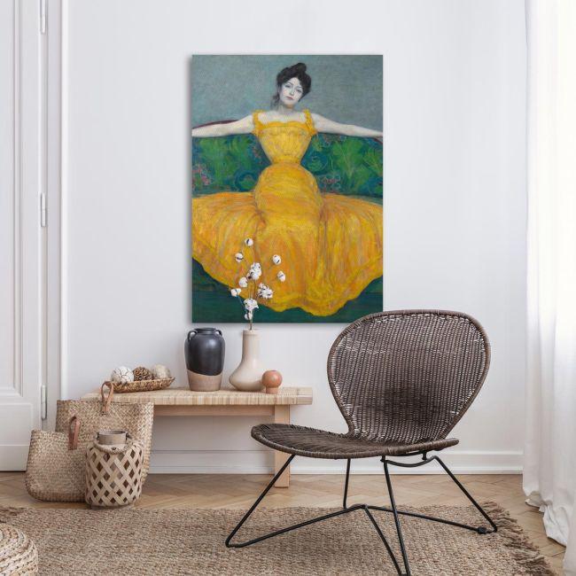 Canvas print Lady with yellow dress detail, Kurzweil M.