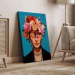 Πίνακας σε καμβά Flowered Frida new idea