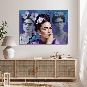 Πίνακας σε καμβά Frida in blue palette Καμβάς τελαρωμένος Όψη 1 2