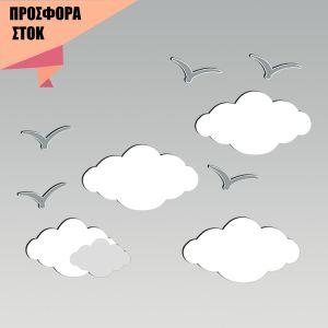 Σύννεφα και πουλιά, Κωδικός 22041,ξύλινη φιγούρα εκτυπωμένη, προσφορά