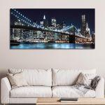 Canvas print Brooklyn bridge dark blue, panoramic