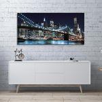 Canvas print Brooklyn bridge dark blue, panoramic
