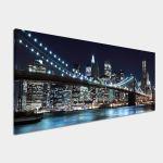 Canvas print Brooklyn bridge dark blue, panoramic