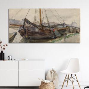 Canvas print Tjalk with rigging, Mondrian P. panoramic
