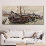 Canvas print Tjalk with rigging, Mondrian P. panoramic