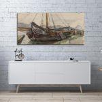 Canvas print Tjalk with rigging, Mondrian P. panoramic