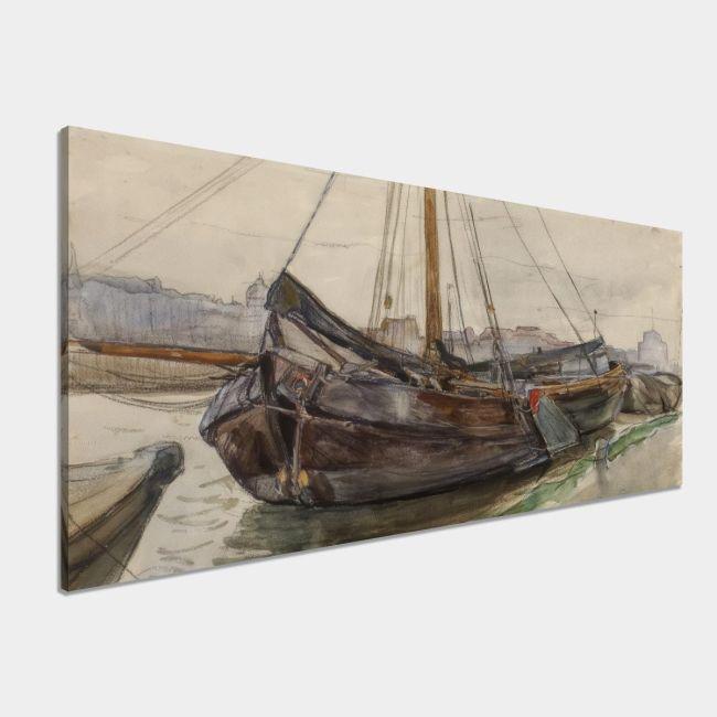 Πίνακας ζωγραφικής Tjalk with rigging, Mondrian P. panoramic