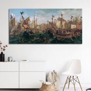Canvas print Naval battle of Salamina, Volanakis panoramic