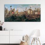Canvas print Naval battle of Salamina, Volanakis panoramic