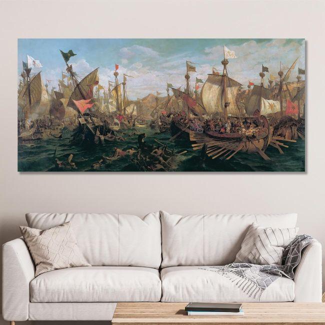 Canvas print Naval battle of Salamina, Volanakis panoramic