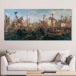 Canvas print Naval battle of Salamina, Volanakis panoramic