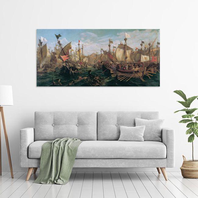Canvas print Naval battle of Salamina, Volanakis panoramic