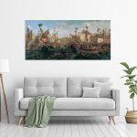 Canvas print Naval battle of Salamina, Volanakis panoramic