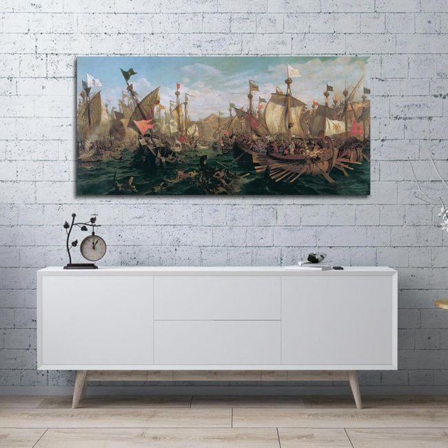 Canvas print Naval battle of Salamina, Volanakis panoramic