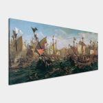 Canvas print Naval battle of Salamina, Volanakis panoramic
