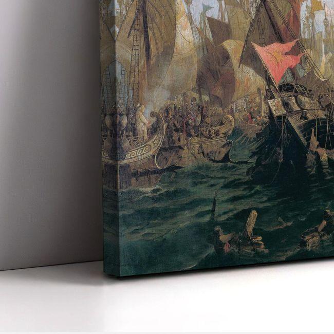 Canvas print Naval battle of Salamina, Volanakis panoramic