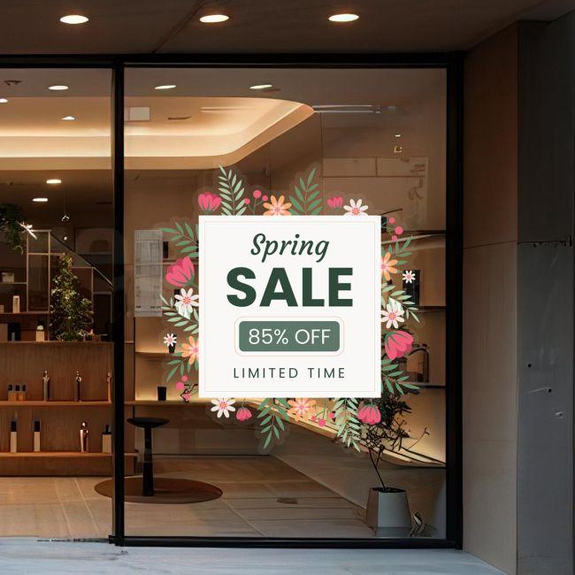 Ανοιξιάτικο Αυτοκόλλητο Spring Sale με πολύχρωμα Λουλούδια Όψη 2
