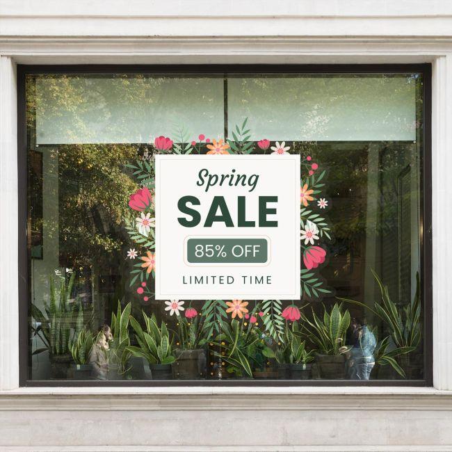 Spring Sale Blooming colorful Flowers Window Decal for Retail View 5