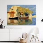 Canvas print Fisherman's house with boats, Oikonomou M.