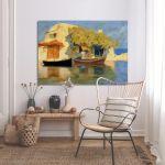 Canvas print Fisherman's house with boats, Oikonomou M.