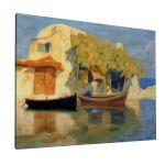 Canvas print Fisherman's house with boats, Oikonomou M.