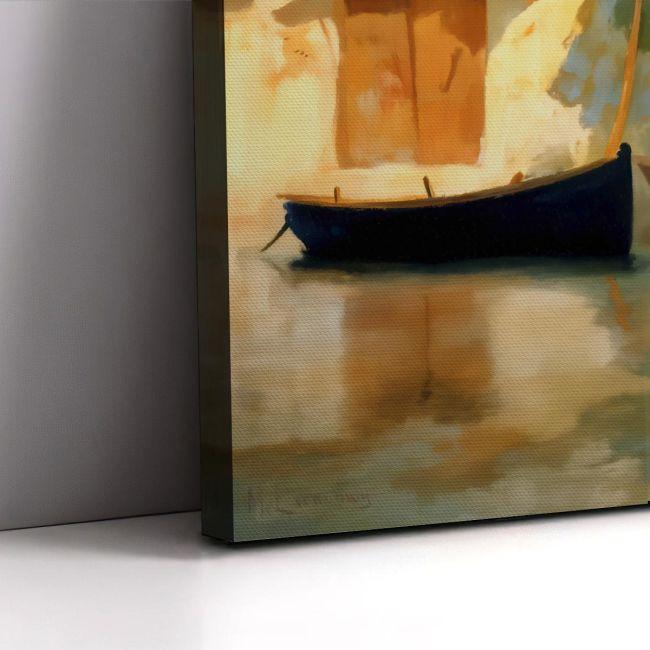 Canvas print Fisherman's house with boats, Oikonomou M.