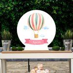 Ξύλινη πινακίδα,Αερόστατο Ροζ θέμα 2