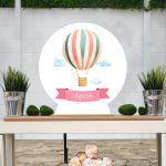 Ξύλινη πινακίδα,Αερόστατο Ροζ θέμα 2