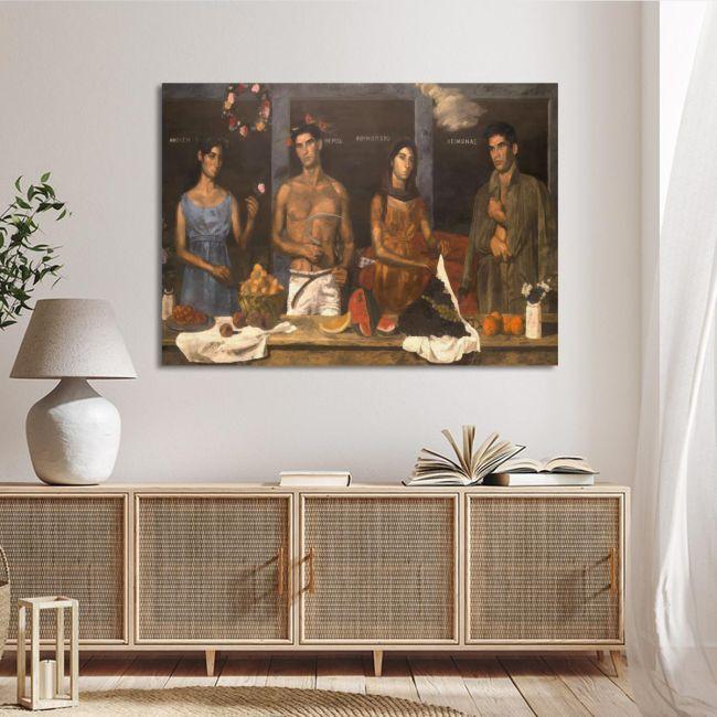 Πίνακας ζωγραφικής Four seasons reart (βασισμένο στο Τέσσερις εποχές, Γ. Τσαρούχης)