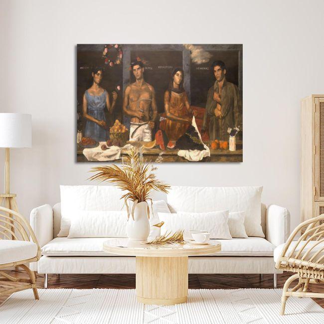 Πίνακας ζωγραφικής Four seasons reart (βασισμένο στο Τέσσερις εποχές, Γ. Τσαρούχης)